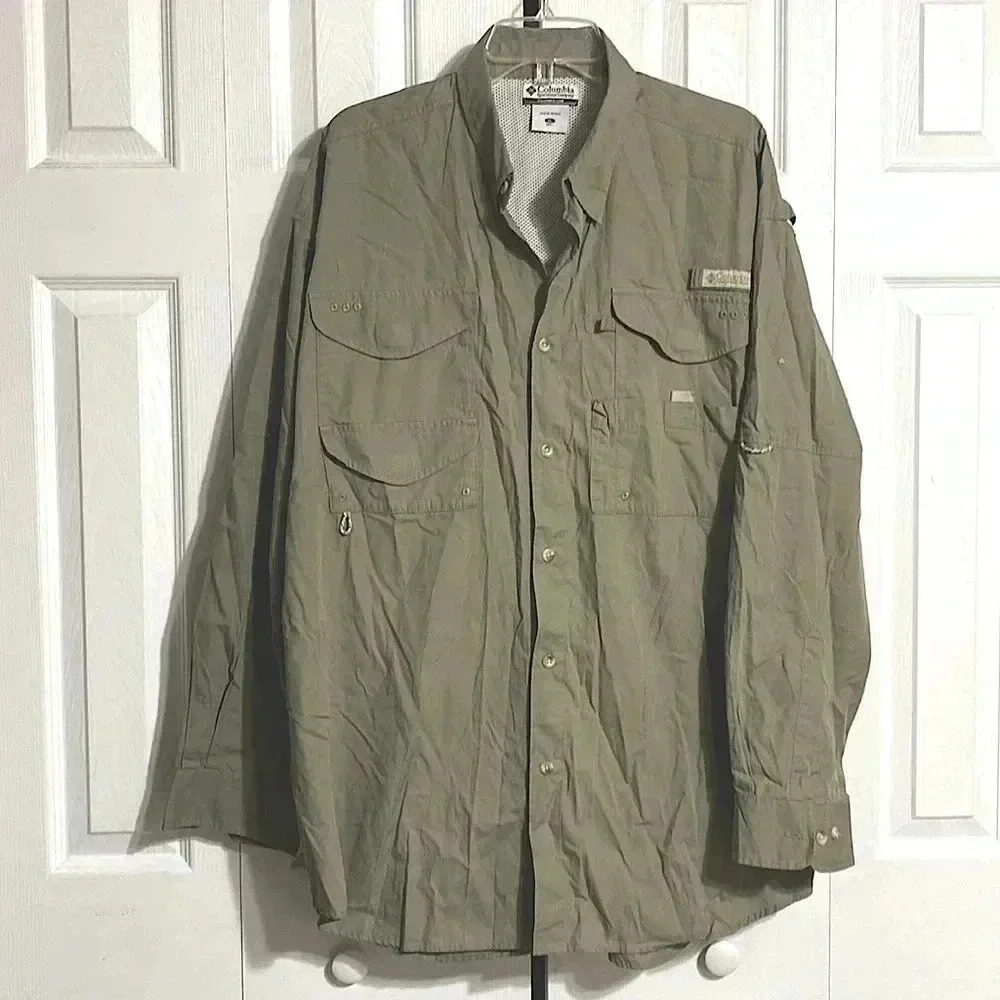 Columbia sportswear company mens sport green button down shirt size XL